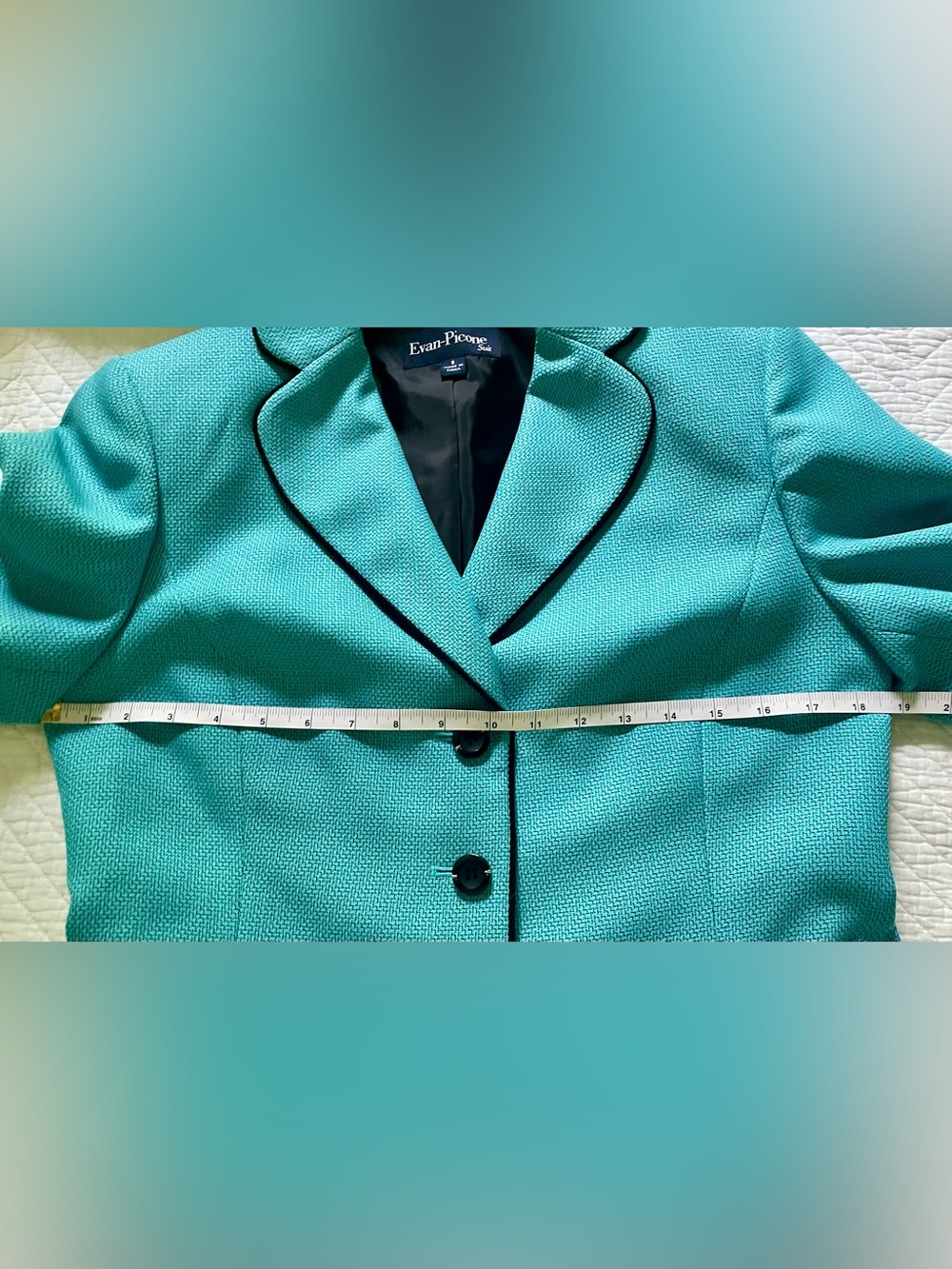 Vintage Evan-Picone Teal Notch Collar Blazer - Picture 14 of 16